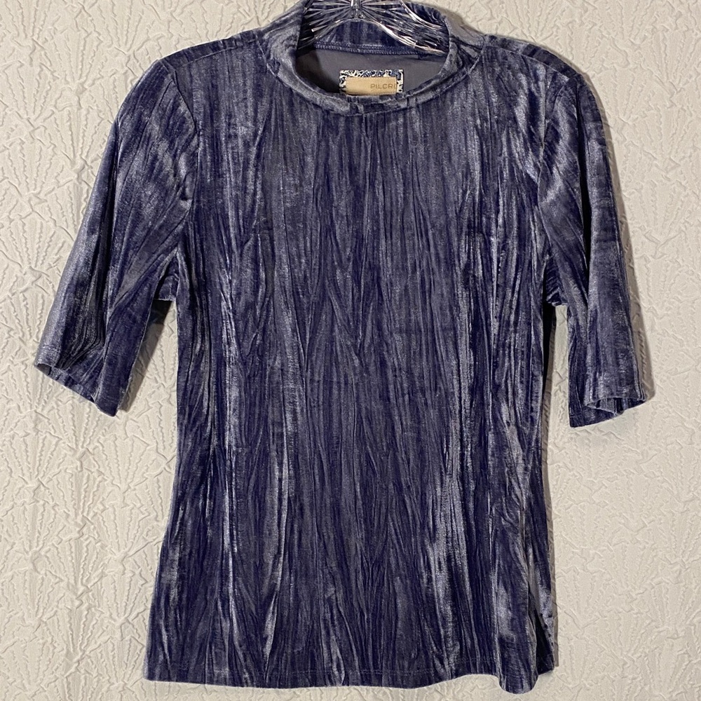 Pilcro Blue/Purple Velvet Blouse in Rich Blue. Anthropology